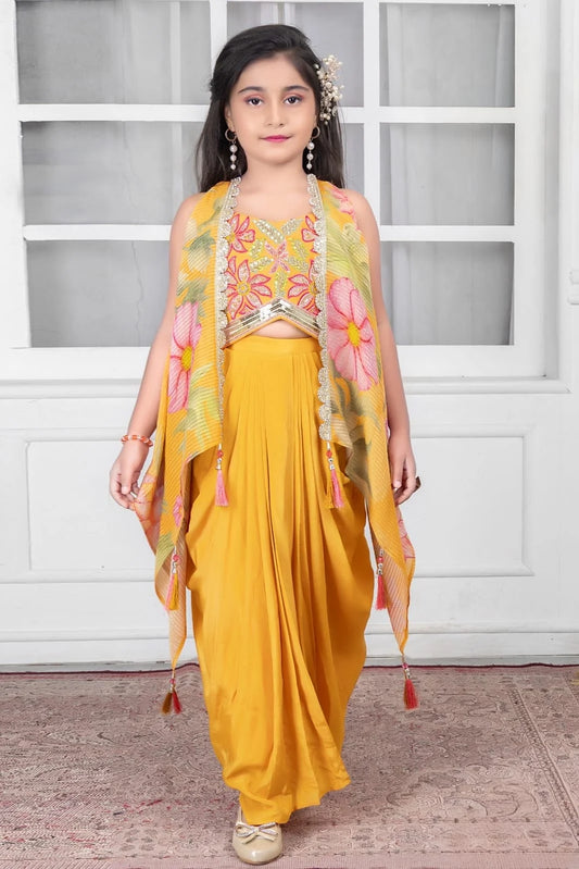 Girls Orange Colour Lungi