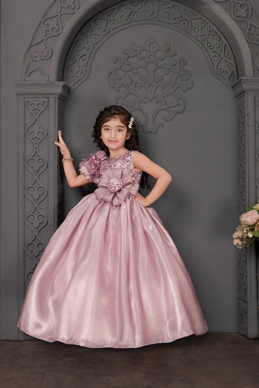 Girls Pink Colour Gown