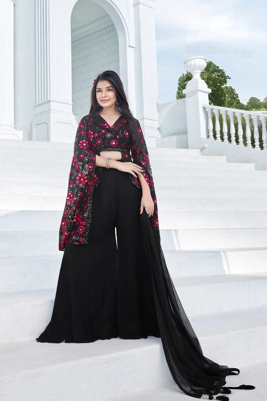 Girls Black Nd Red Colour Kurti Plazo