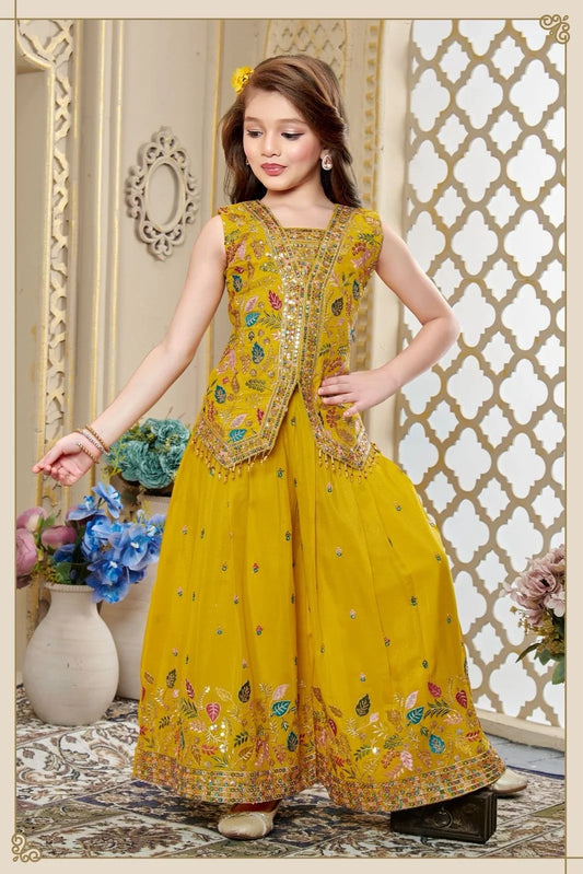 Girls Yellow Colour Plazo
