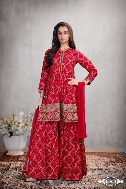 Girls Red Colour Gharara