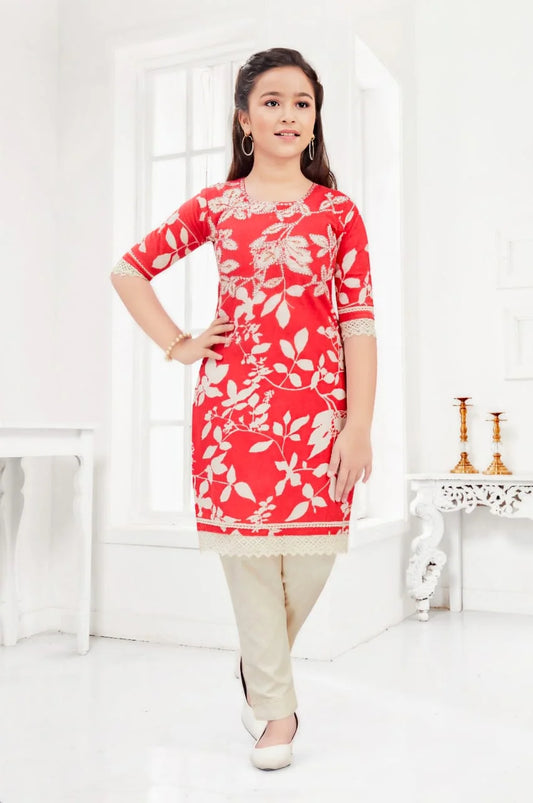 Girls Rani Colour Kurti
