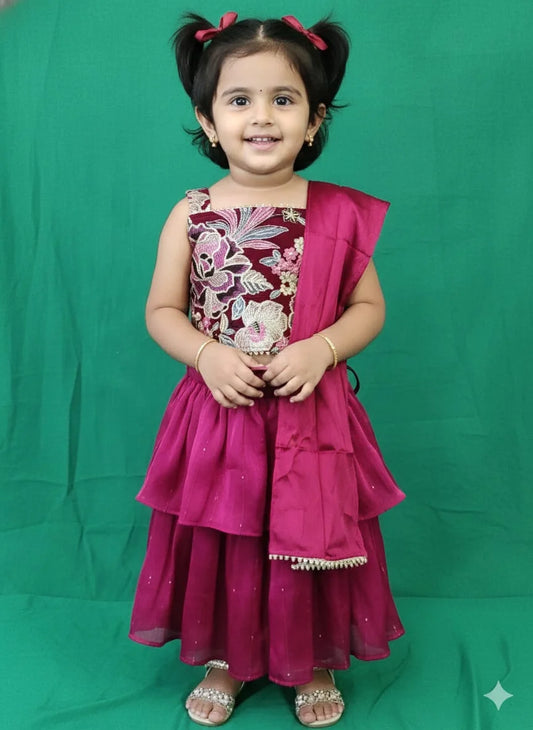 Girls Marun Colour Choli