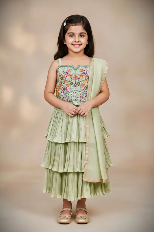 Girls Pista Colour Choli