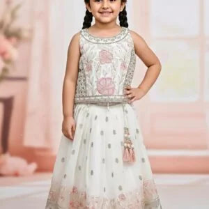 Girls White Colour Kurti