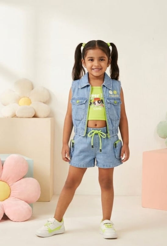 Girls Three-Piece Jacket Set - Devikrupa Kidswear