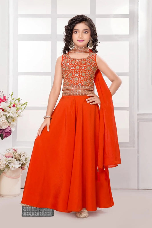 Girls Orange Colour Plazo