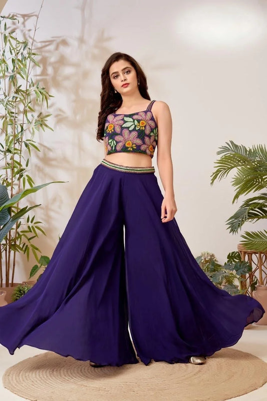 Girls Purple Colour Plazo