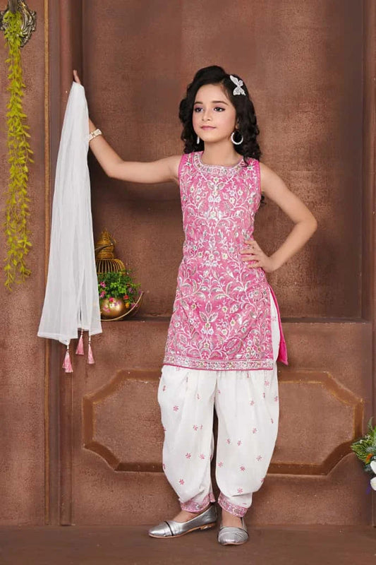 Girls Pink Colour Patiyala