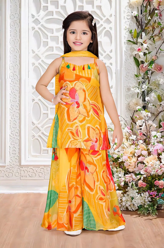 Girls Yellow Colour Gharara