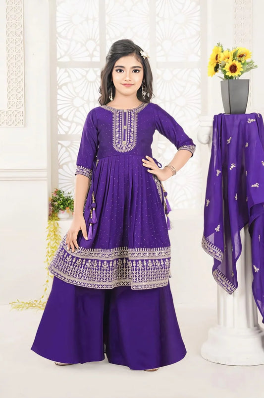 Girls Blue Colour Plazo