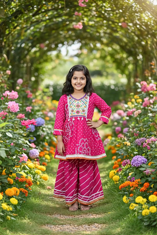 Girls Pink Colour Cotton