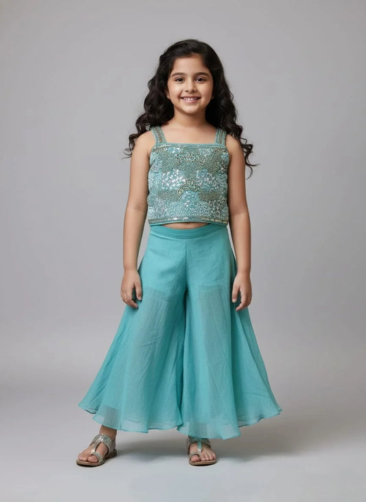 Girls Firozi Colour Plazo