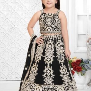 Girls black lehenga pure Georgette Lucknow work heavy dupatta