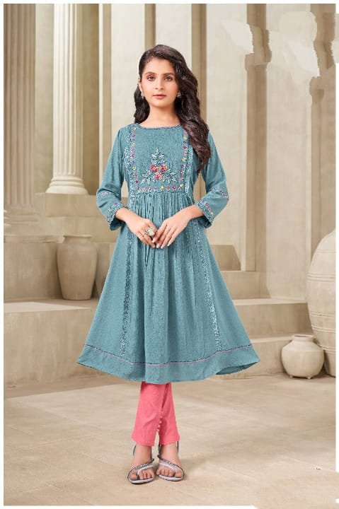Girls kurti pants cotton fabric