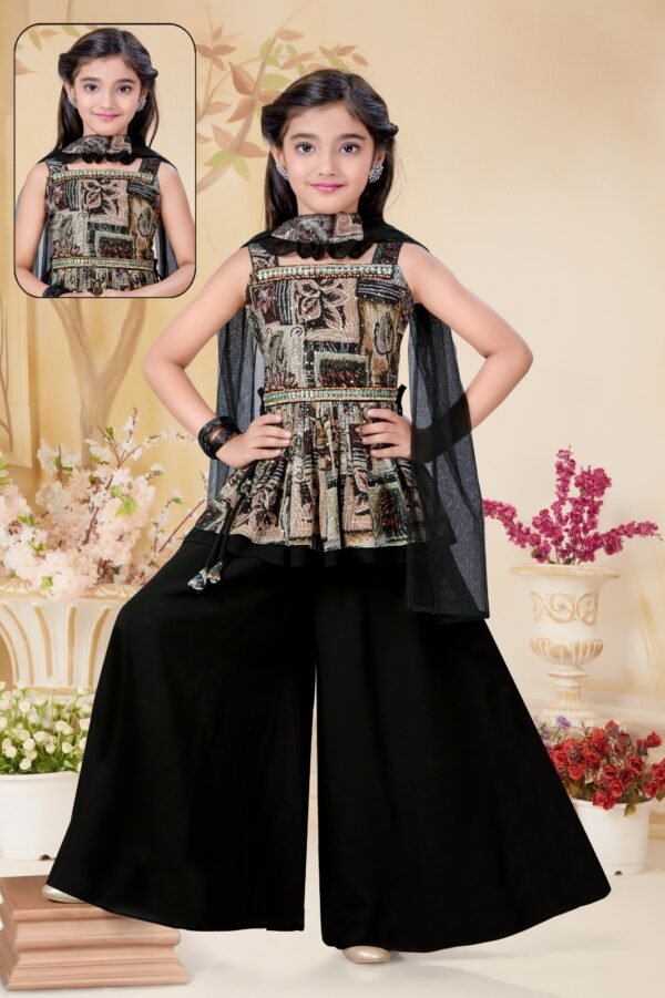 Girls plazo style peplum top georgette fabrics