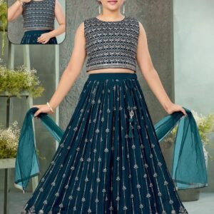 Girls lehenga choli navy blue colour all over work