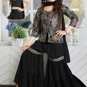 Black sharara crop with blazer