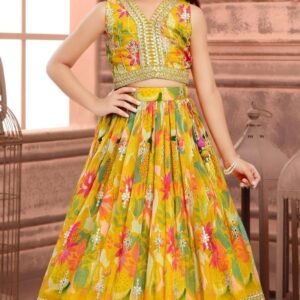 Girls lehenga choli lemon colour different style