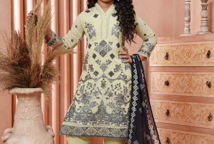 Girls dresses pista colour with dupatta