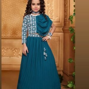 Girls lehenga choli blue colour lucknowi top one side different style