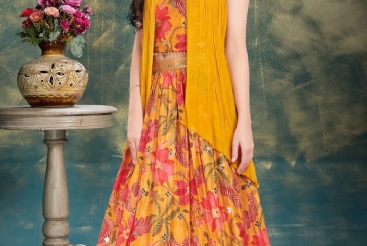 Flower print lehenga croptop with srug