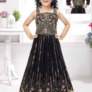 Girls lehenga choli all over bridal look navy blue colour georgette fabric