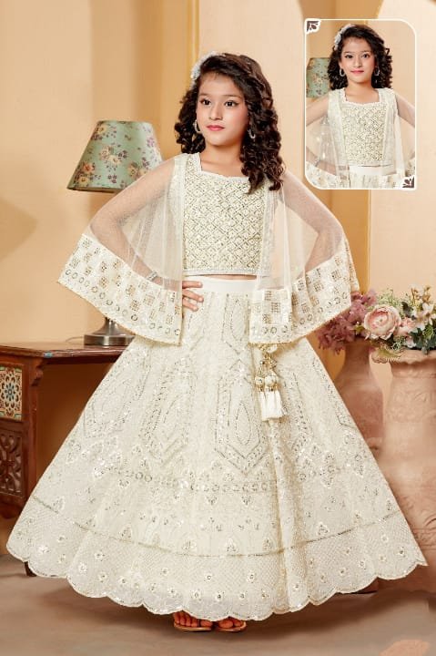 Lehenga choli white diamond work with poncho style dupatta concept