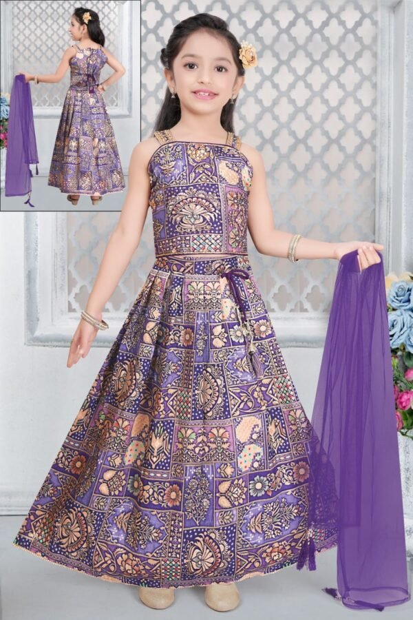 Lehenga choli purple color banarasi fabric