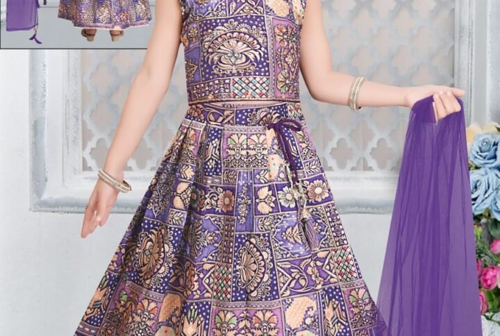 Lehenga choli purple color banarasi fabric