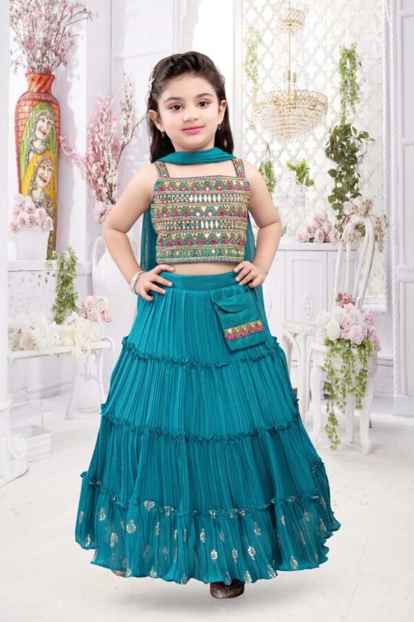 Lehenga choli skirt with mirror work top attach purse beautiful design