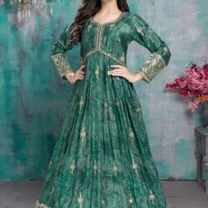 One piece gown Rama colour gota Patti work