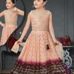 Girls lehenga choli mirror work shaded