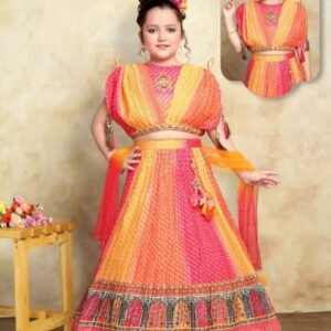 Girls lehenga choli multi colour poncho style