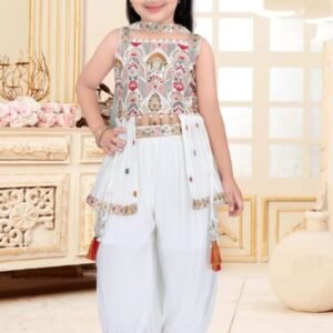 Girls herum style with peplum top cream colour