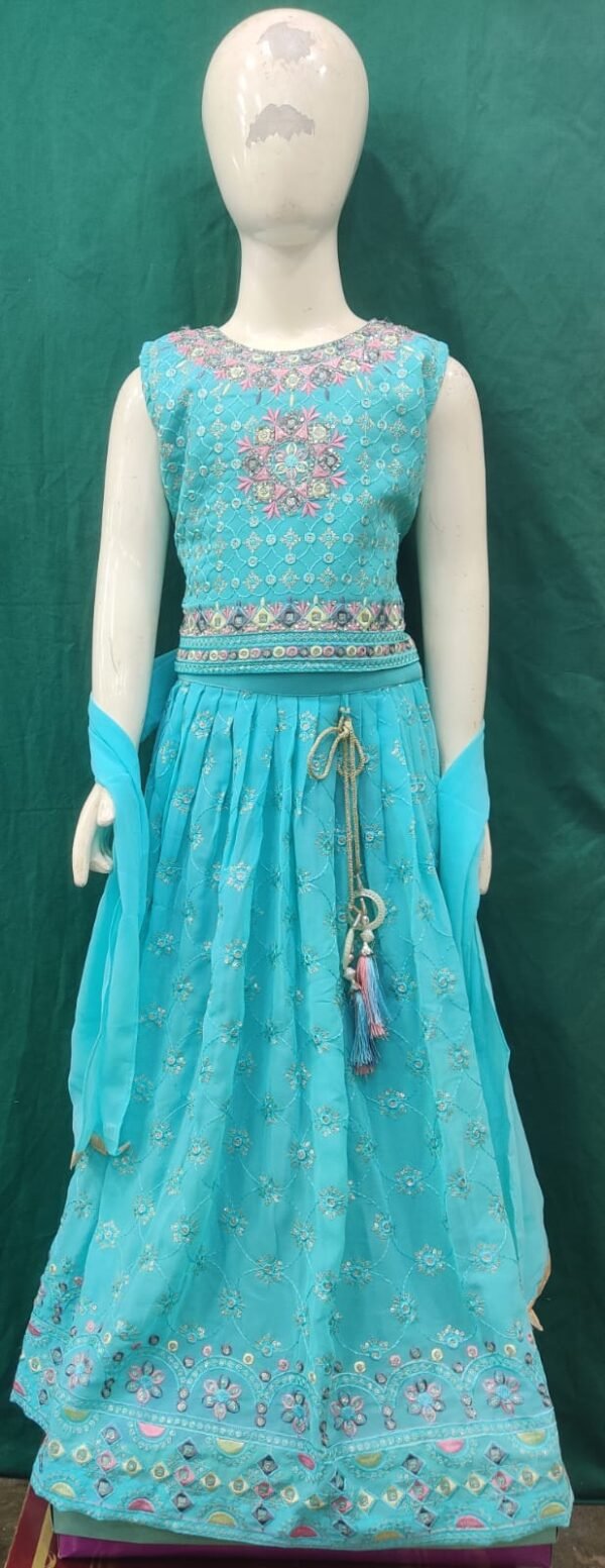 Girls Lehenga Machine Lucknow Work Fabric Jorjet