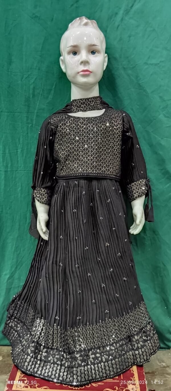 Girls Lehenga Fabric Butter Chinon Sequence Work