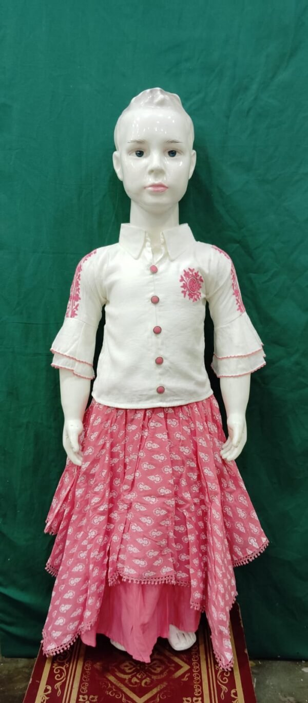 Girls Long Skirt With Shirt Cotton Fabric