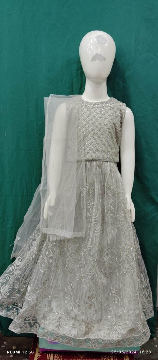 Girls Lehenga Choli Lakhnawi Jaal Work Soft Net FabriC