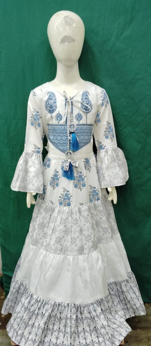 Girls One Piece GOwn Cotton Silk Fabric