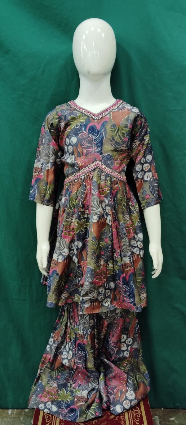 Girls Sharara Aliya Cut Style Cotton Fabric