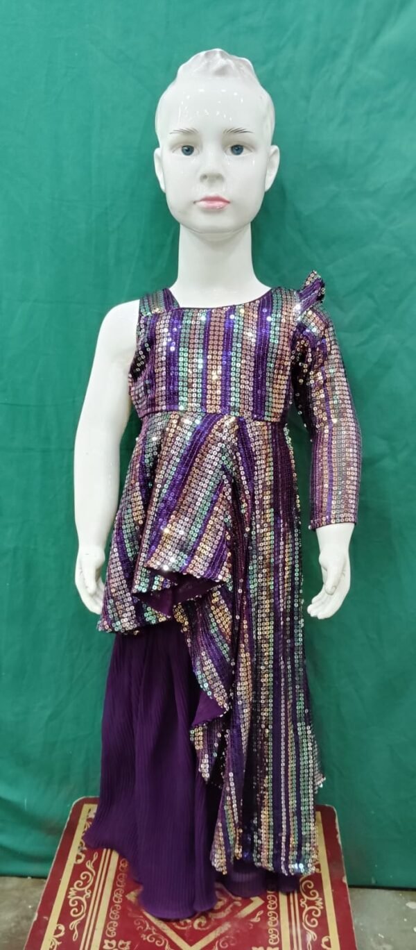 Girls Plazo Embroidery Machine Work Georgette Fabric