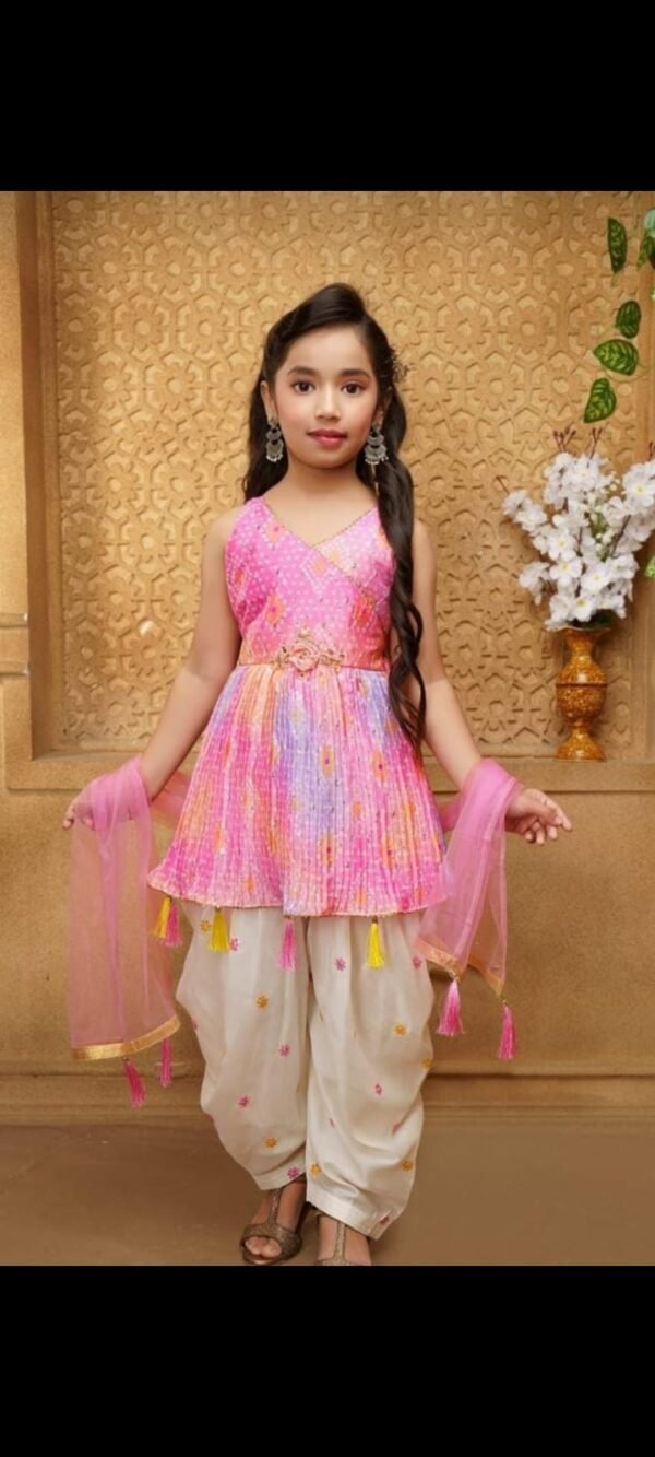 Girls Dhoti Microsqitoes Work ChinOn Fabric