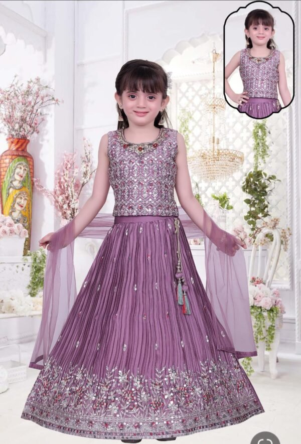 Girls Lehenga Sequence Work Chinon Fabric