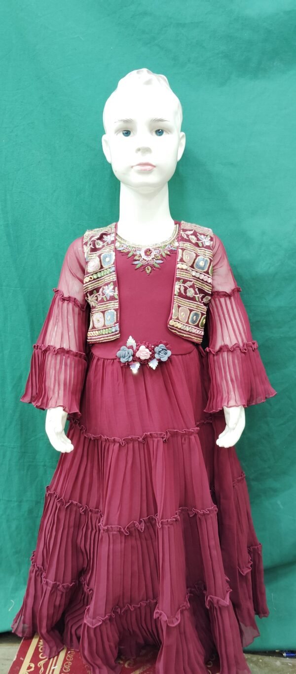 Girls Lehenga Hand Work Tapeta Silk Fabric