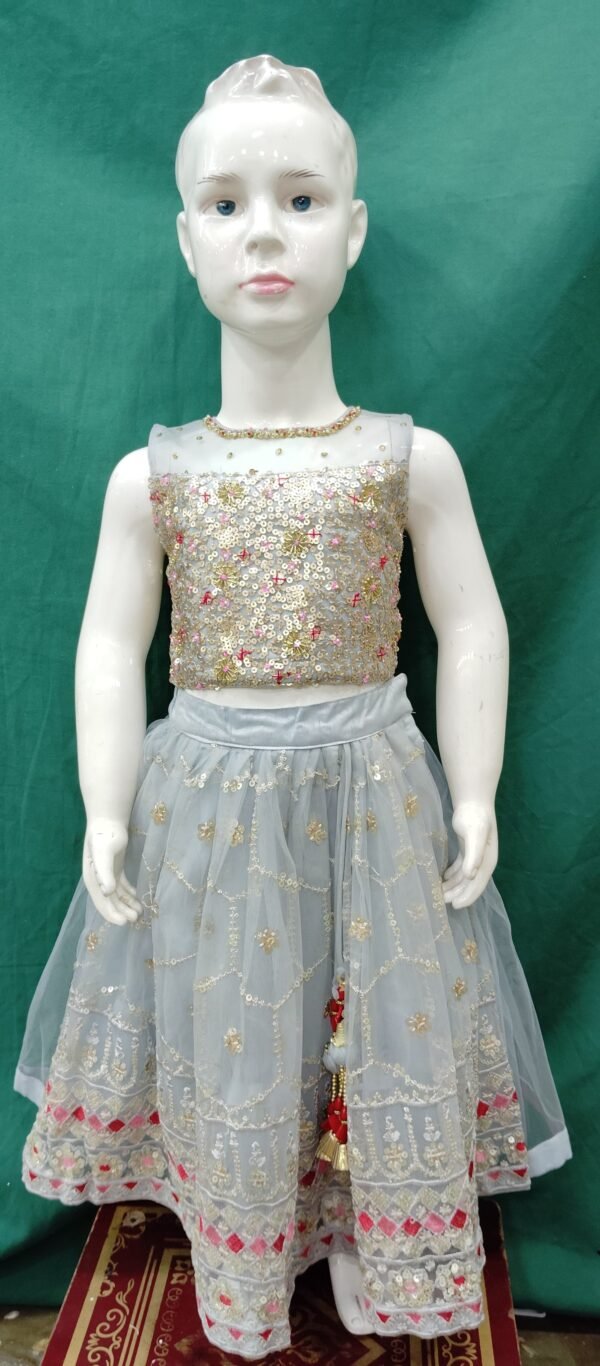 Girls Lehenga Sequence Work Soft Net Fabric