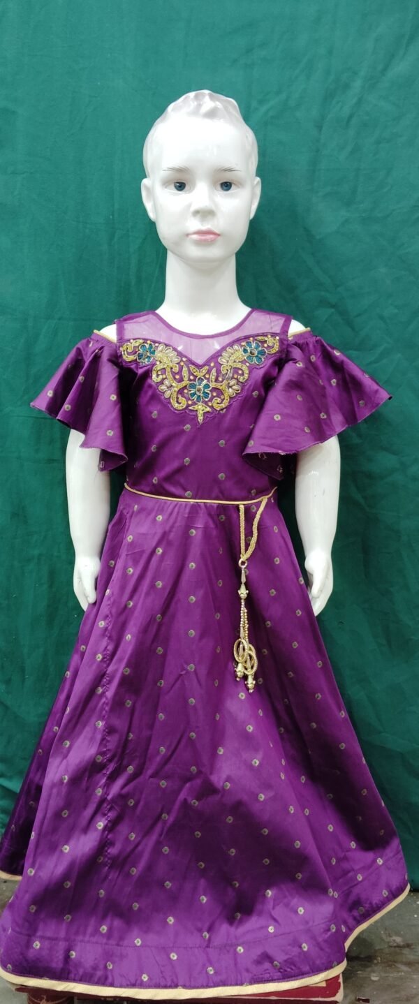 Girls One Piece Gown taffela Silk FabriC