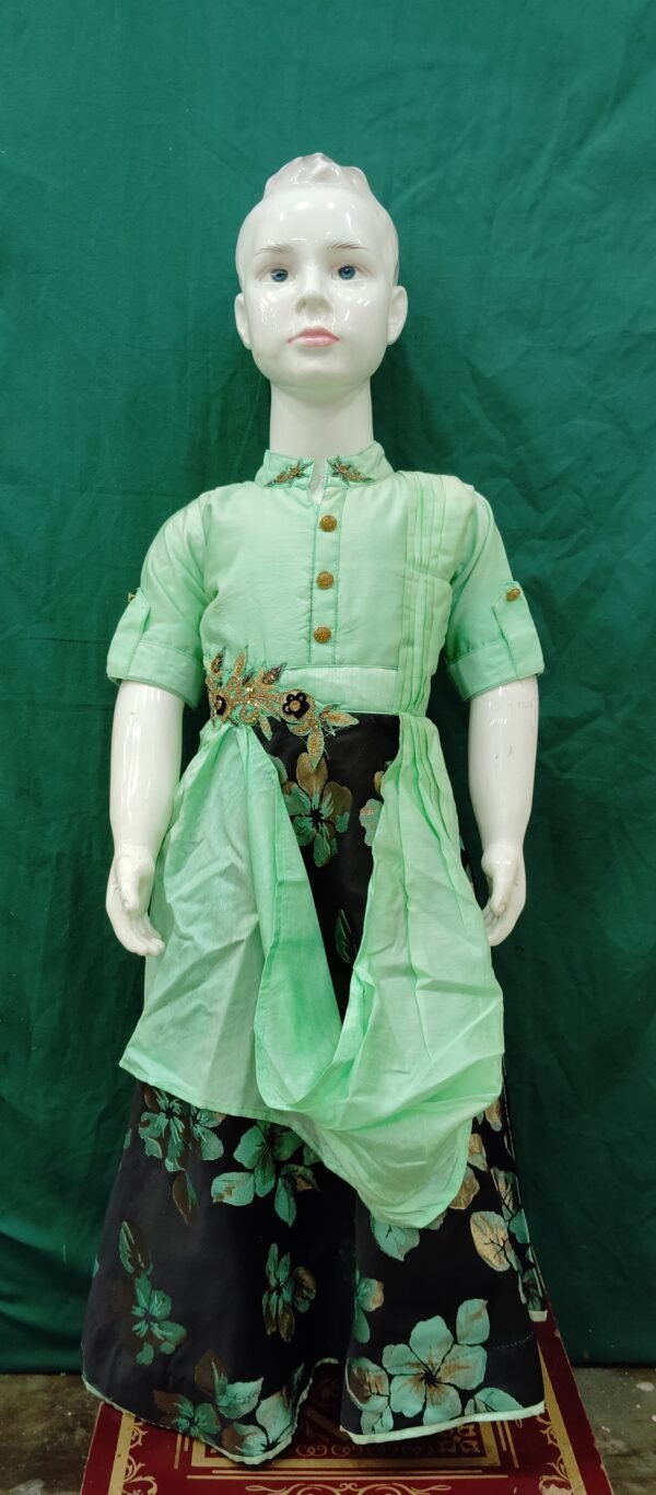 Girls One Piece Gown Brocket Work Silk FabriC