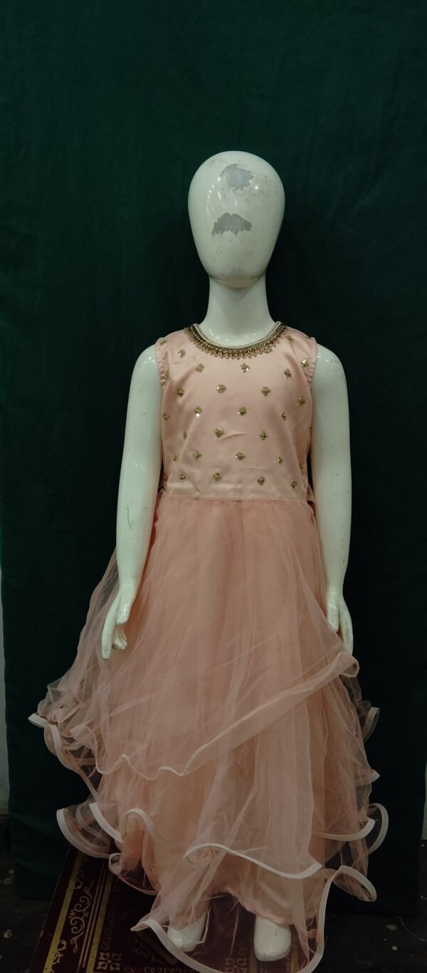 Girls One Piece GowN Sequence Work Soft Net Fabric