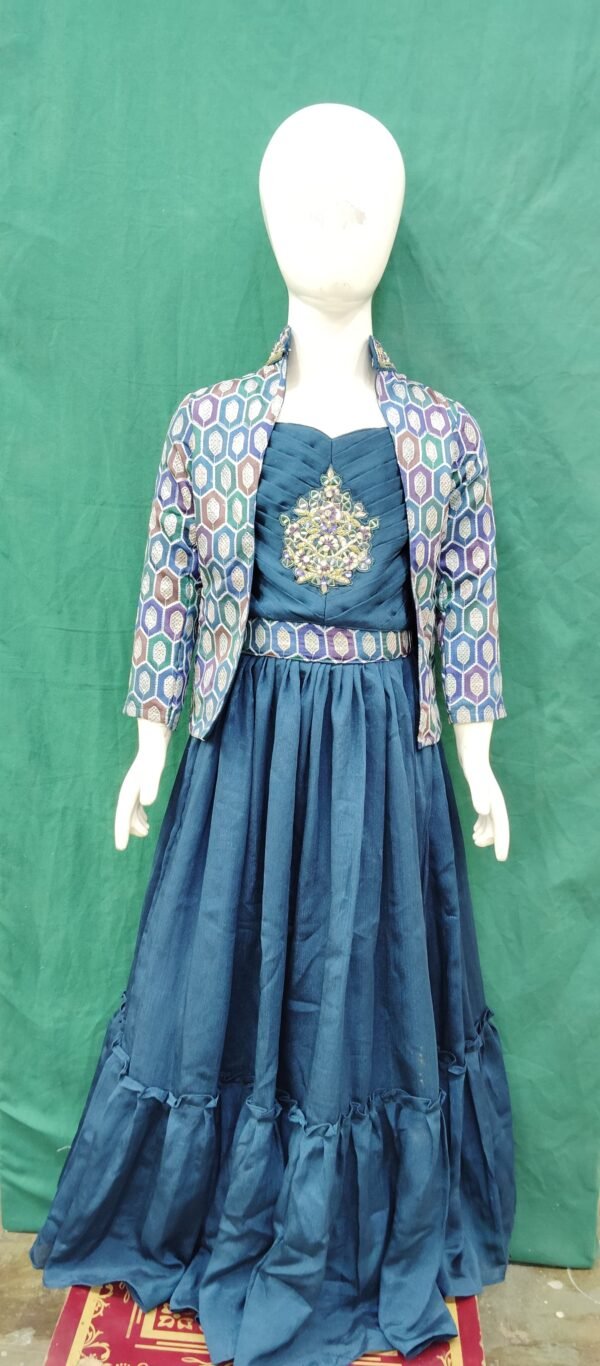 Girls Lehenga With Koti Embroidery Work Chinon Fabric